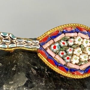 Elegant Floral Micro Mosaic Brooch